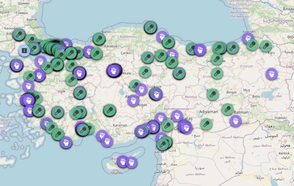 mappa Turchia protesta