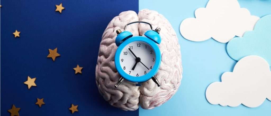 cervello orologio sonno notte giorno disegno bianco blu azzurro