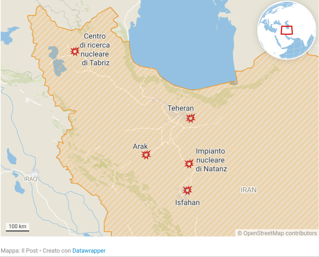 Israele attacco Iran mappa geografica