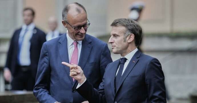 Mertz, cancelliere tedesco, assieme al Presidente francese Macron